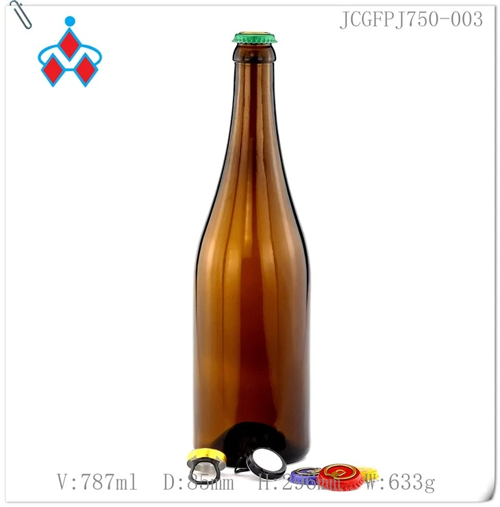 بطری شیشه ای آبجو کهربایی 750 میلی لیتری
