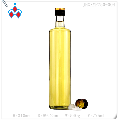 بطری شیشه ای گرد 750 میلی لیتری روغن زیتون شفاف